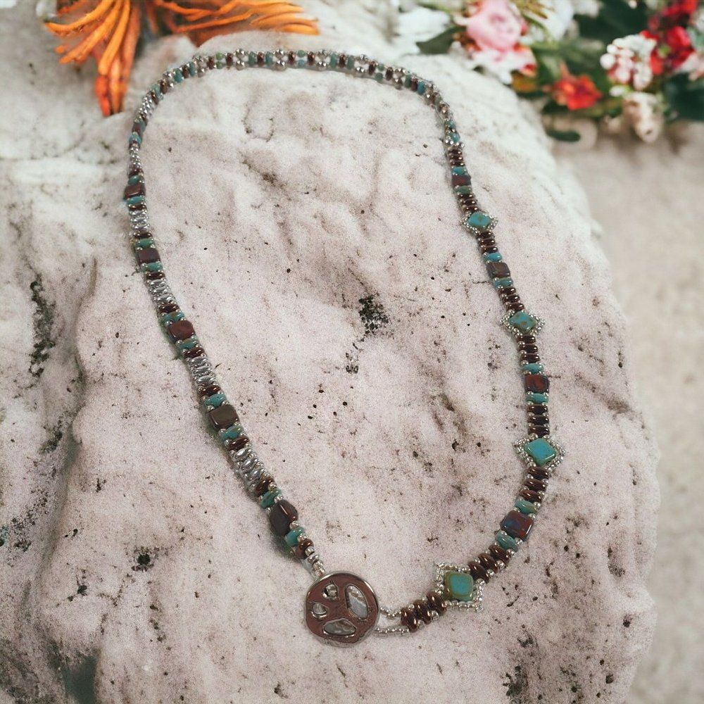 Women Boho Beaded Necklace Three Pattern Jewelry 21 Inch Length Gem Beach Core